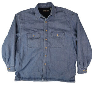 Vtg 90s Marino Bay Natural Denim Fleece Jacket Shirt Shacket Mens XL